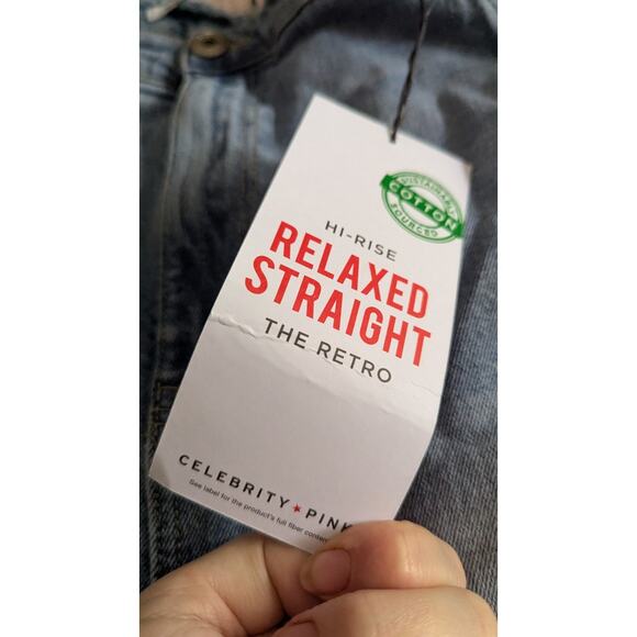 Celebrity Pink Hi Rise Relaxed Straight Jeans Retro Women Plus 20 Distressed - Picture 7 of 16